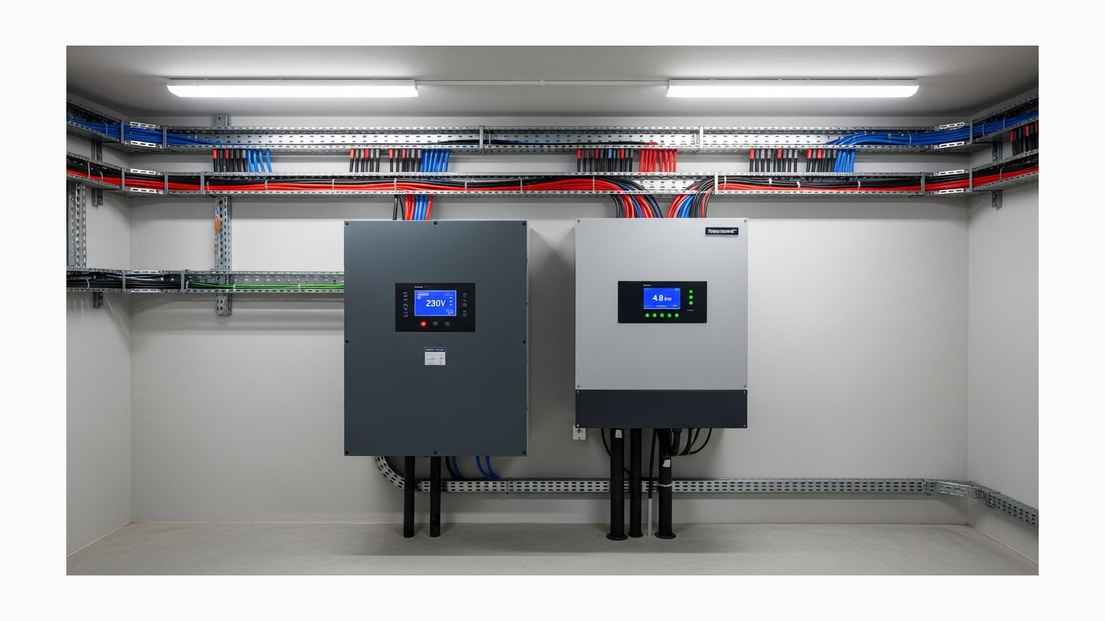 Стабілізатор перед інвертором: коли потрібен, а коли шкодить - фотореалістична ілюстрація SolarProm