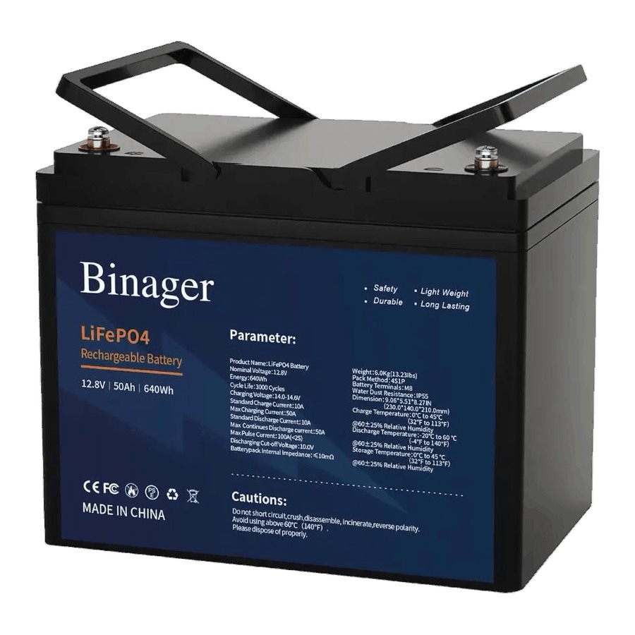 Акумуляторна батарея HS-12,8V50Ah Binager (LiFePO4 12,8V 50Ah 640Wh) в каталозі SolarProm
