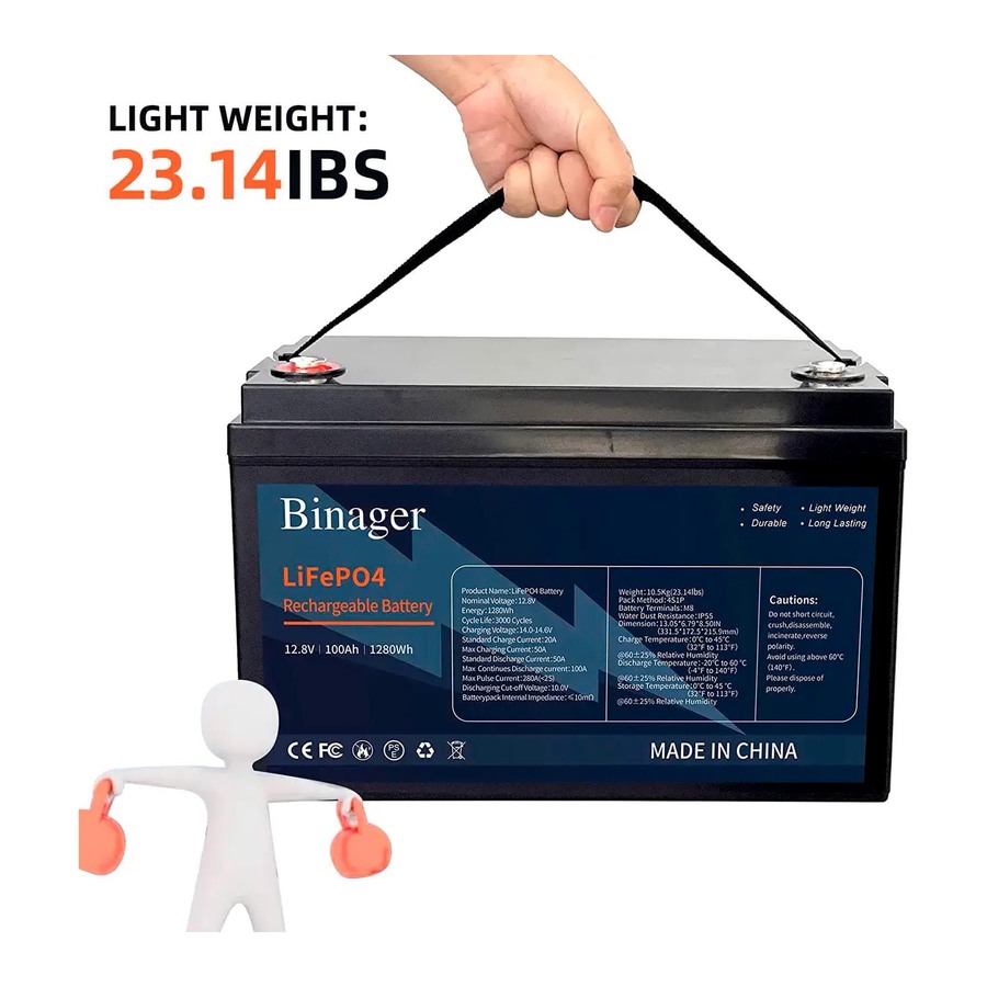 Акумуляторна батарея HS-12,8V100Ah Binager (LiFePO4 12,8V 100Ah 1280Wh) - схема роботи, фото 6