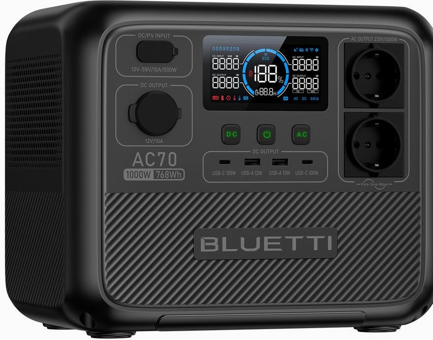 Портативна зарядна станція Bluetti AC70 (1000 Вт, 768 Вт·год, LiFePO4) - сторінка товару SolarProm