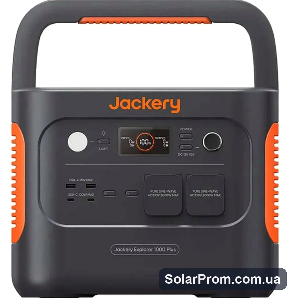 Портативна зарядна станція Jackery Explorer 1000 Plus (1264 Вт·год, 2000 Вт, LiFePO4) — фото товару в каталозі SolarProm