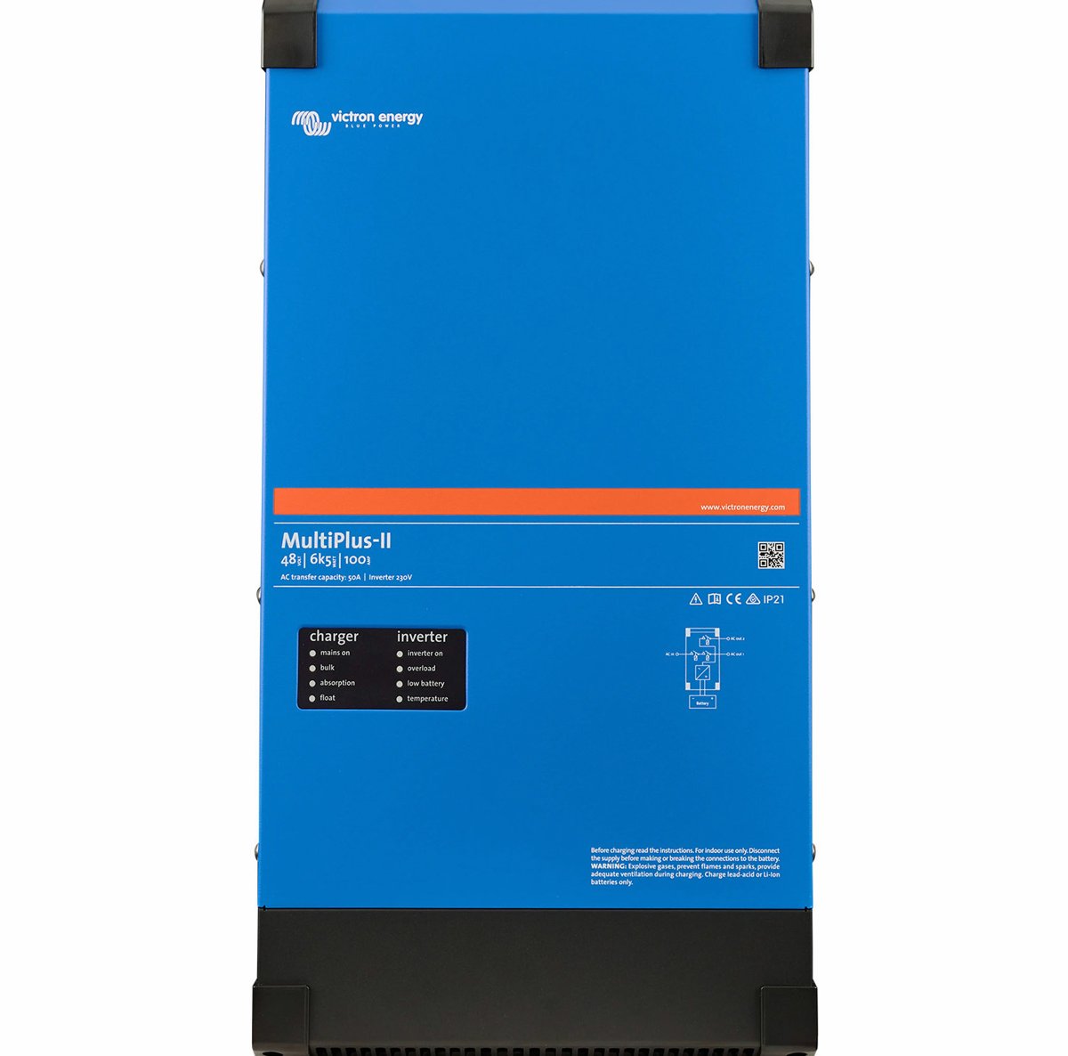 Інвертор гібридний Victron Energy MultiPlus-II 48/6k5/100-50 (6 кВт, 1 фаза, без MPPT) - сторінка товару SolarProm