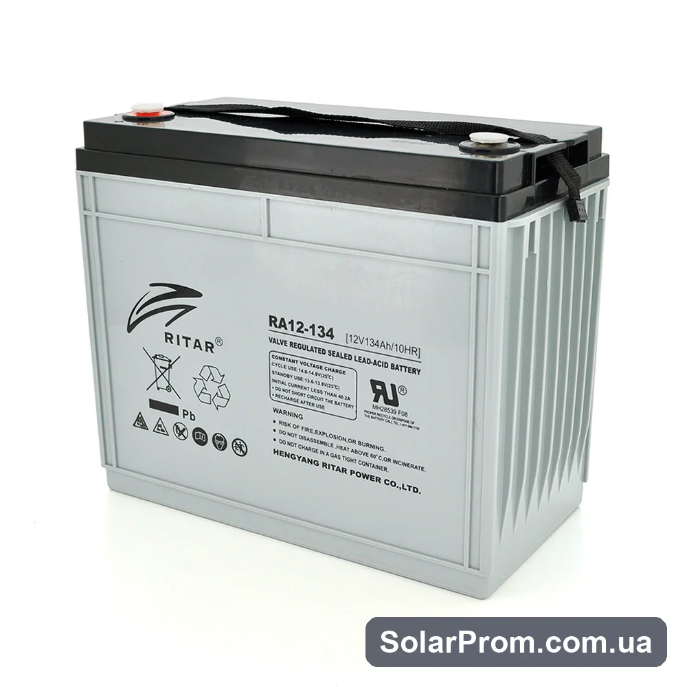Аккумуляторная батарея AGM RITAR RA12-134, Gray Case, 12V 134.0Ah ( 340 x 173 x 287 ) Q1 в каталоге SolarProm
