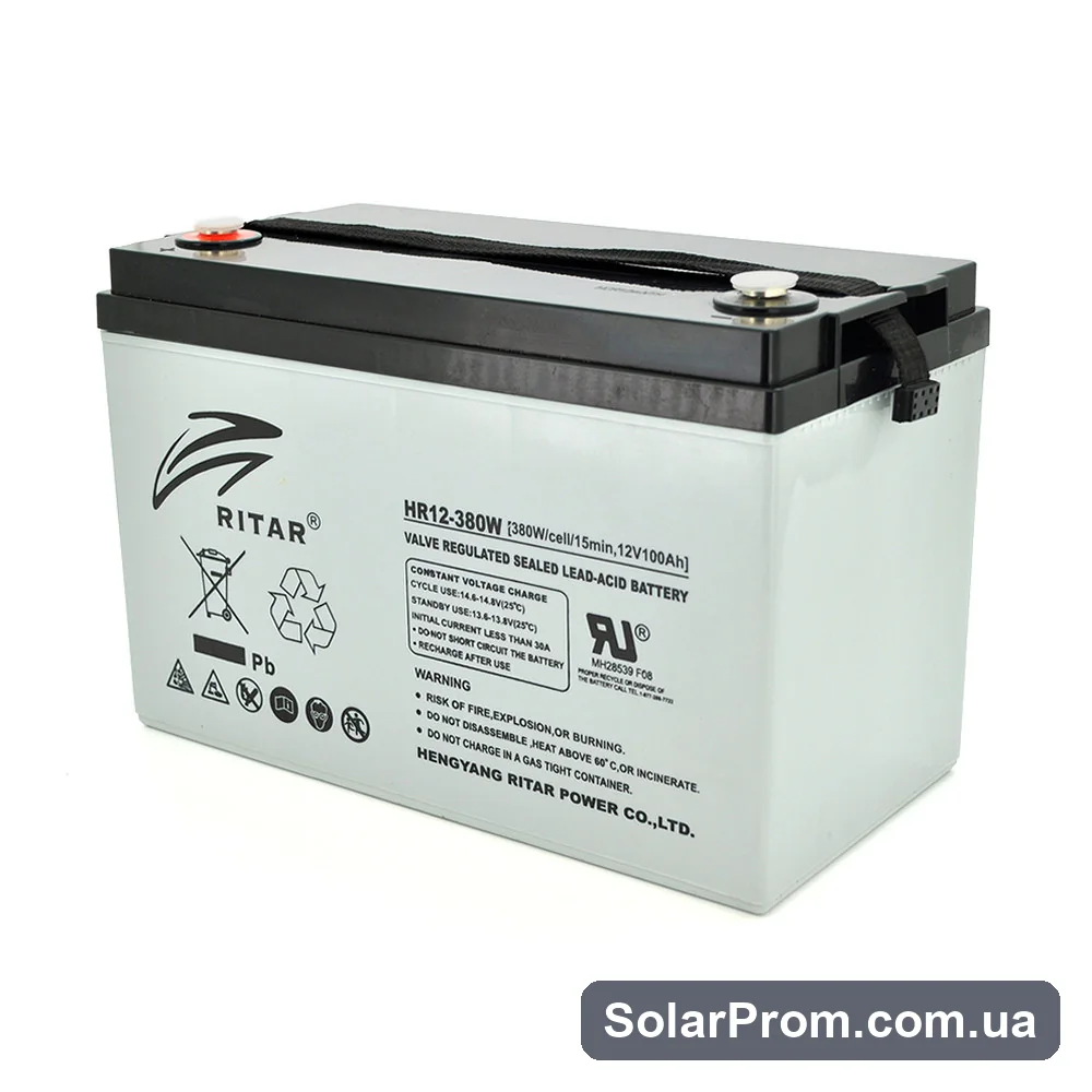 Аккумуляторная батарея AGM RITAR HR12380W, Gray Case, 12V 100.0Ah ( 328 х 172 х 215 (220 )) 30.50kg Q1 / 36 в каталоге SolarProm