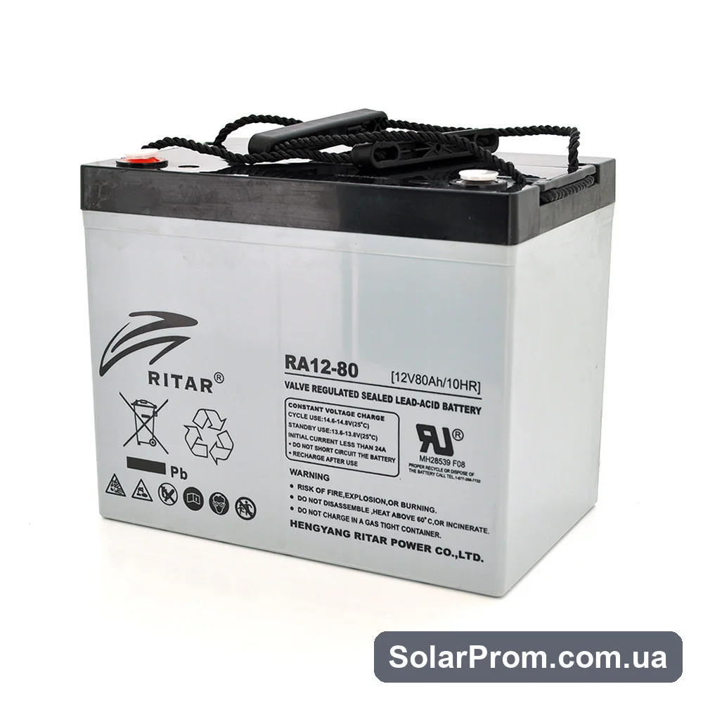 Аккумуляторная батарея AGM RITAR RA12-80, Gray Case, 12V 80.0Ah ( 350 x 167 x 182 ) Q1 в каталоге SolarProm