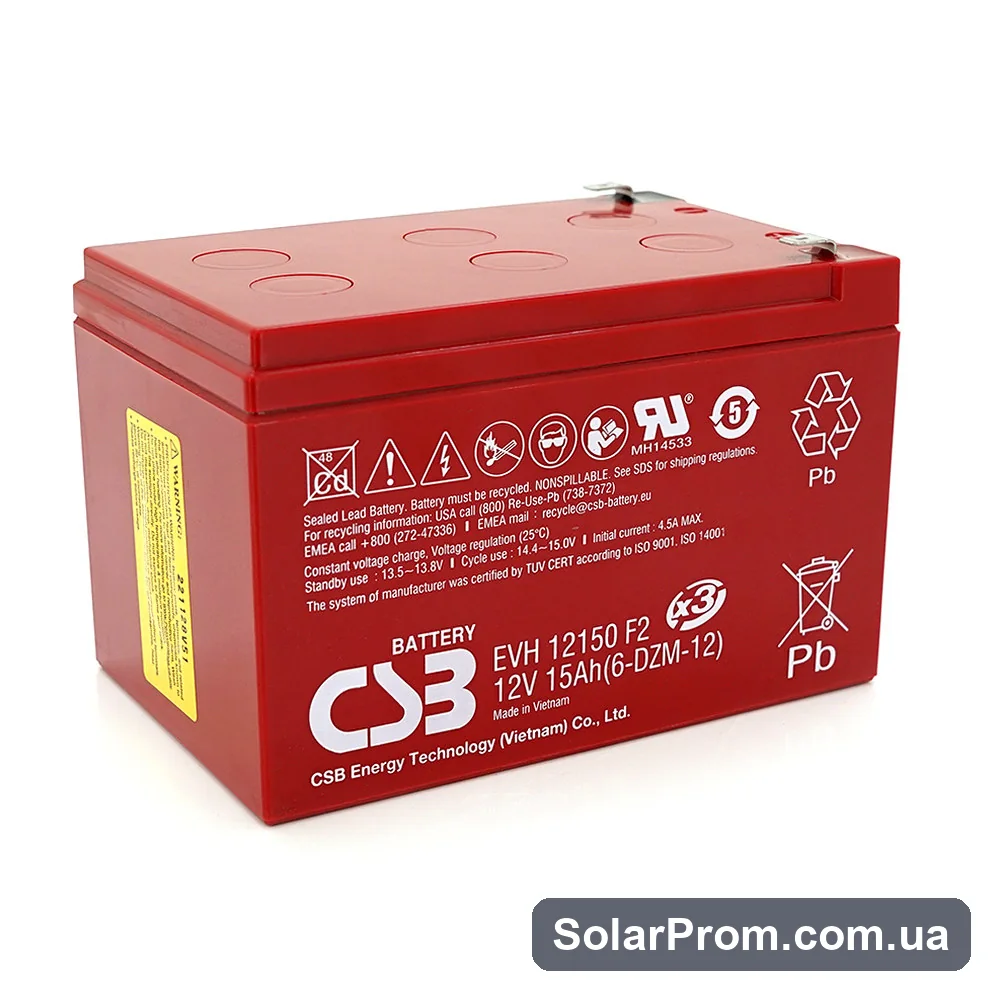 Аккумуляторная батарея CSB EVH12150, 12V 15Ah (151х98х94мм), Q4 в каталоге SolarProm