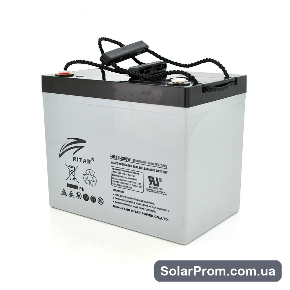 Аккумуляторная батарея AGM RITAR HR12280W, Gray Case, 12V 75.0Ah ( 260 х 169 х 211 (219 ) 24.80kg Q1 в каталоге SolarProm