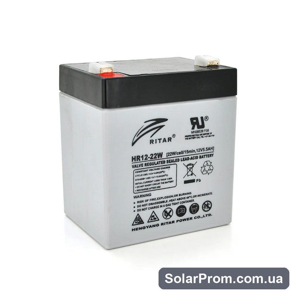 Аккумуляторная батарея AGM RITAR HR1222W, Gray Case, 12V 5.5Ah ( 90 х 70 х 101 (107 ) 1.55kg Q10 в каталоге SolarProm