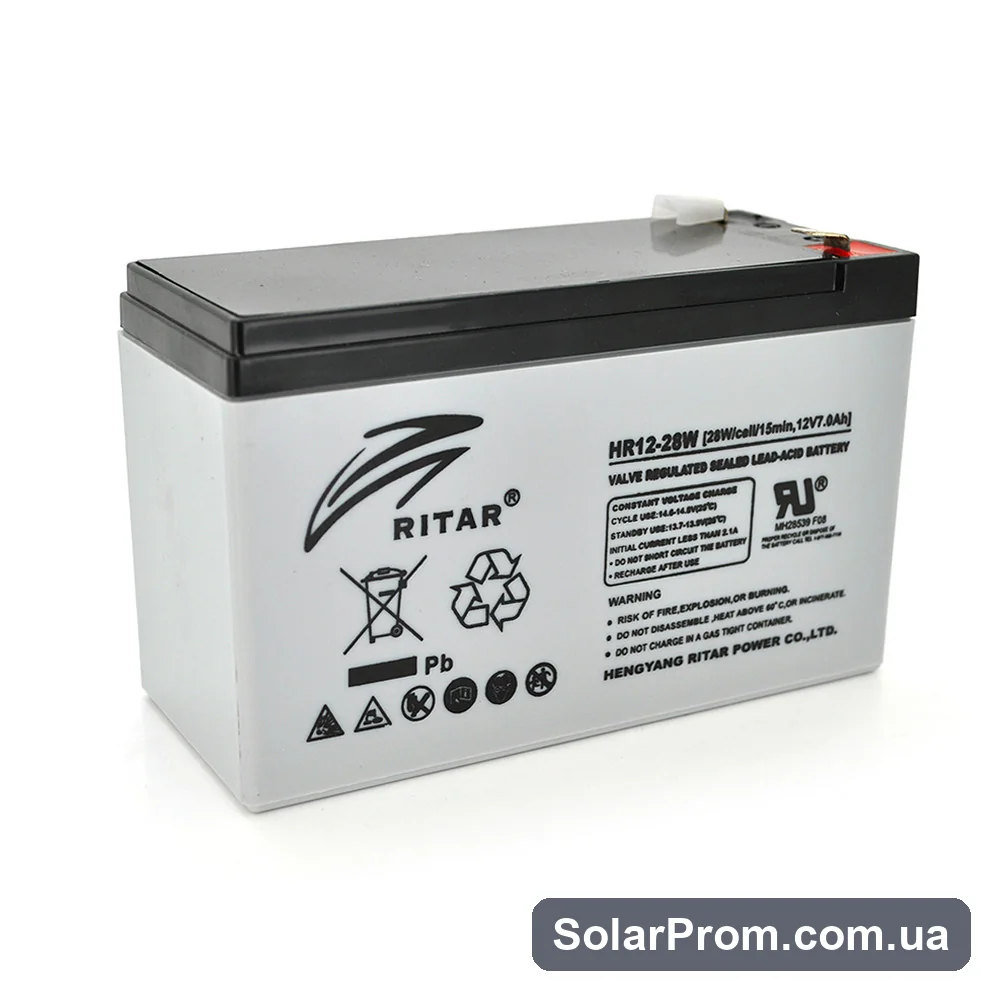 Аккумуляторная батарея AGM RITAR HR1228W, Gray Case, 12V 7.0Ah ( 151 х 65 х 94 (100 ) 2.17kg Q10420 в каталоге SolarProm