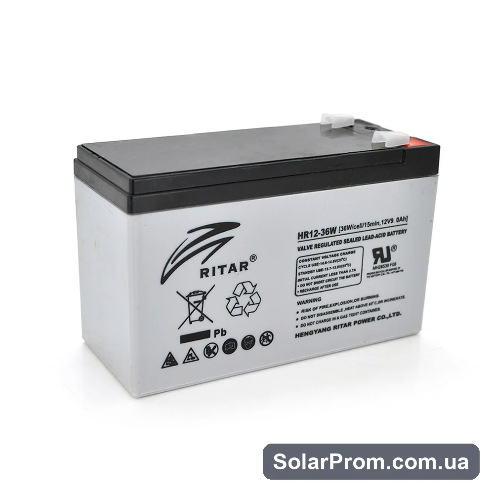 Аккумуляторная батарея AGM RITAR HR1236W, Gray Case, 12V 9.0Ah ( 151 х 65 х 94 (100 ) 2.60kg Q10 в каталоге SolarProm