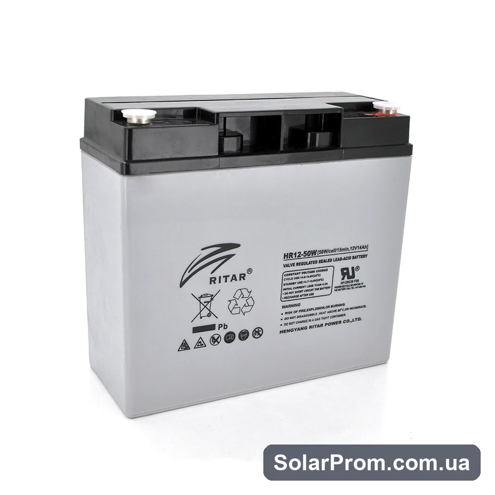 Аккумуляторная батарея AGM RITAR HR1250W, Gray Case, 12V 14.0Ah ( 181 х 77 х 167 ) 4.30kg Q4 в каталоге SolarProm