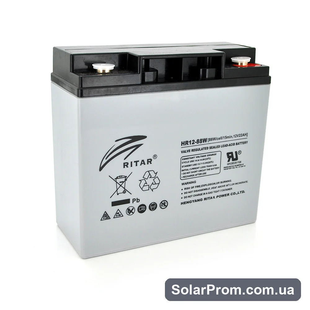 Аккумуляторная батарея AGM RITAR HR1288W, Gray Case, 12V 22.0Ah ( 181 х 77 х 167 (167 ) 6.50kg Q4 в каталоге SolarProm