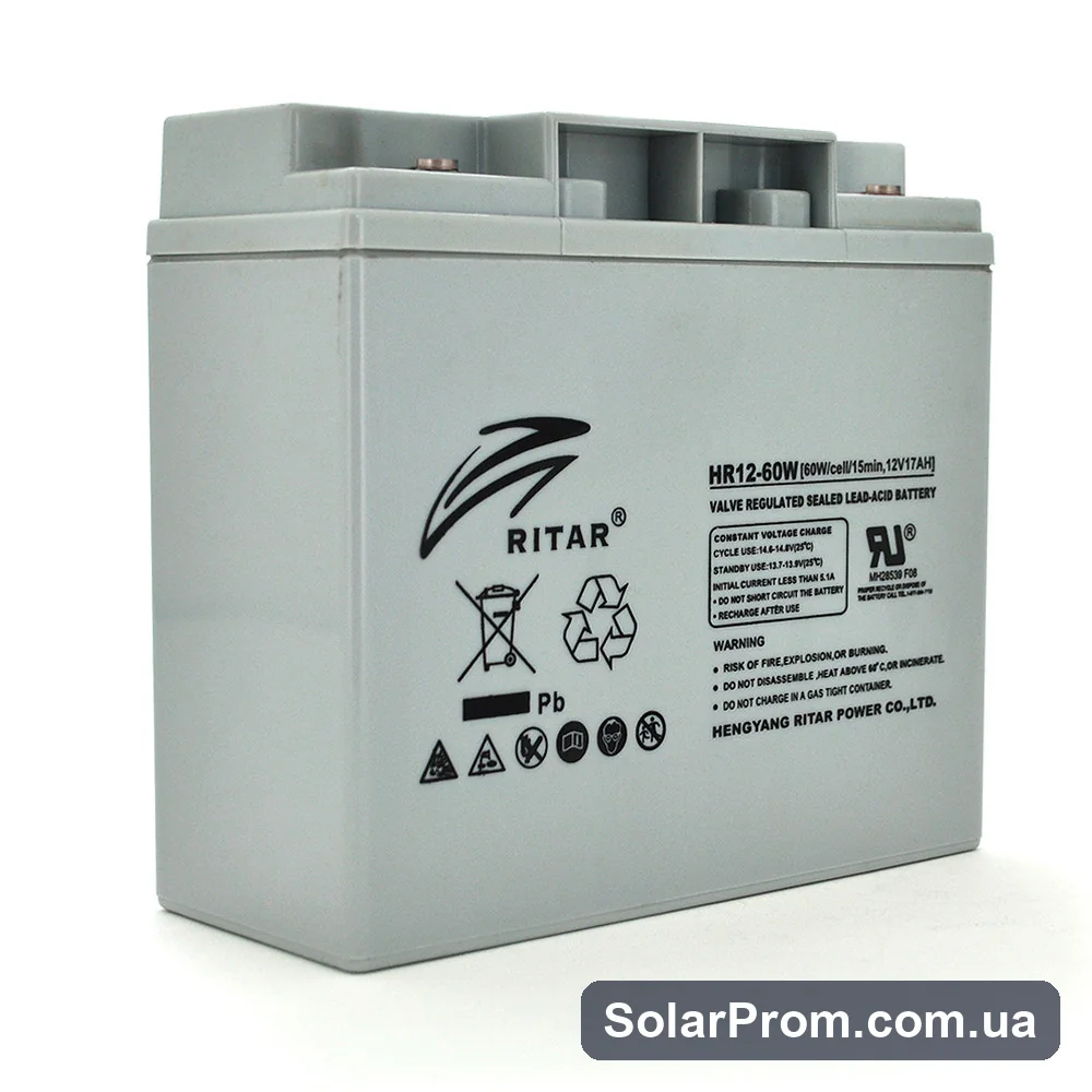 Аккумуляторная батарея AGM RITAR HR12-60W, Gray Case, 12V 17.0Ah ( 181 х 77 х 167 (167 ) 4.80 kg Q4 в каталоге SolarProm