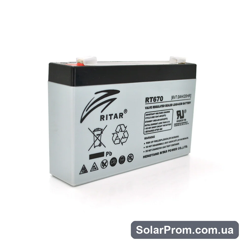 Аккумуляторная батарея AGM RITAR RT670, Black Case, 6V 7.0Ah (151х34х94 (100)) Q20 в каталоге SolarProm