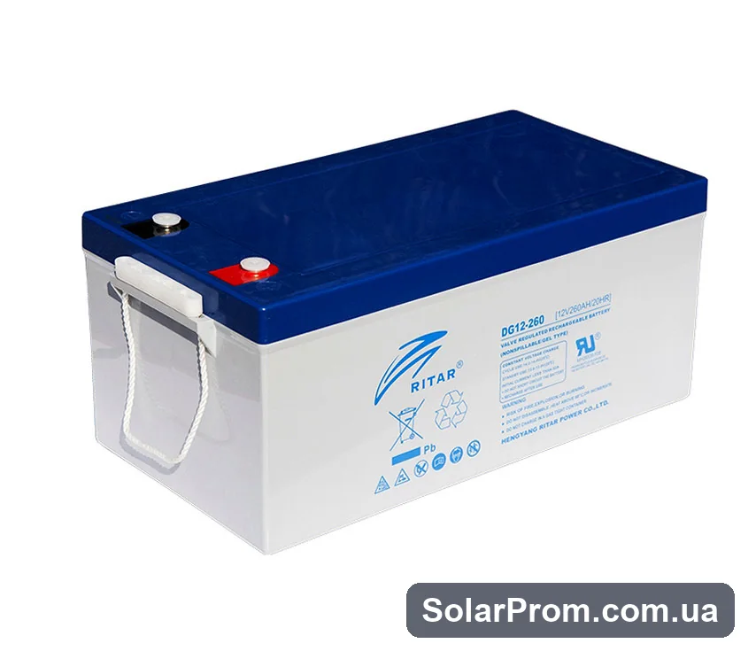 Аккумуляторная батарея GEL RITAR DG12-260, Gray Case, 12V 260.0Ah в каталоге SolarProm