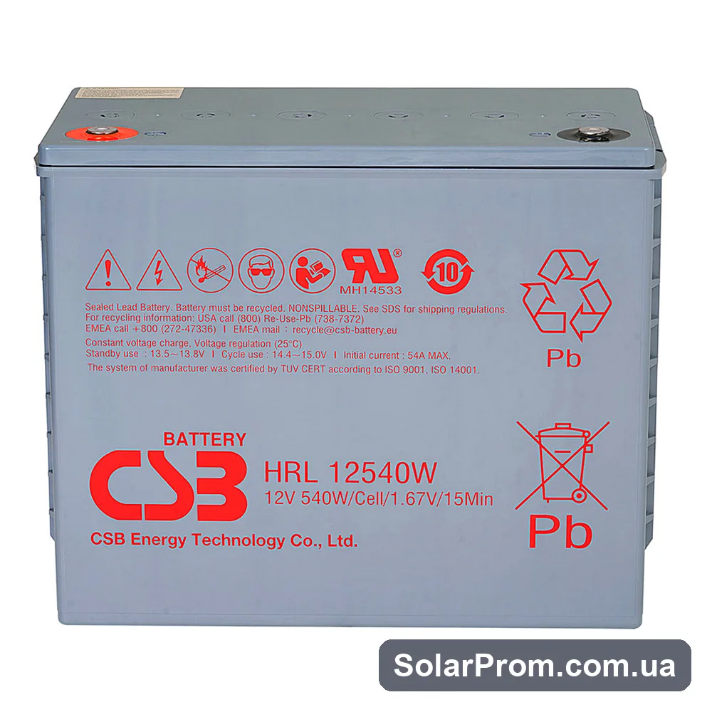 Аккумуляторная батарея CSB HRL12540W, 12V 130Ah в каталоге SolarProm