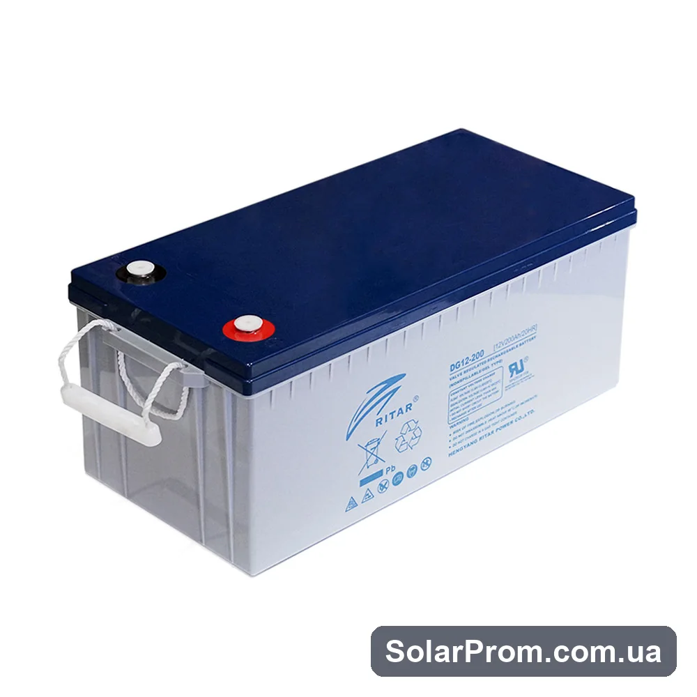 Аккумуляторная батарея GEL RITAR DG12-200, Gray Case, 12V 200.0Ah ( 522 х 240 х 219 (224) ) Q1 / 18 в каталоге SolarProm