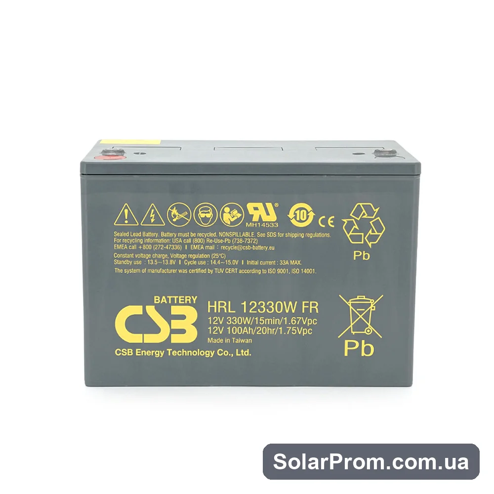 Акумуляторна батарея CSB HRL12330W, 12V 100Ah (308.7х168х210.6(220) - фото 3, SolarProm