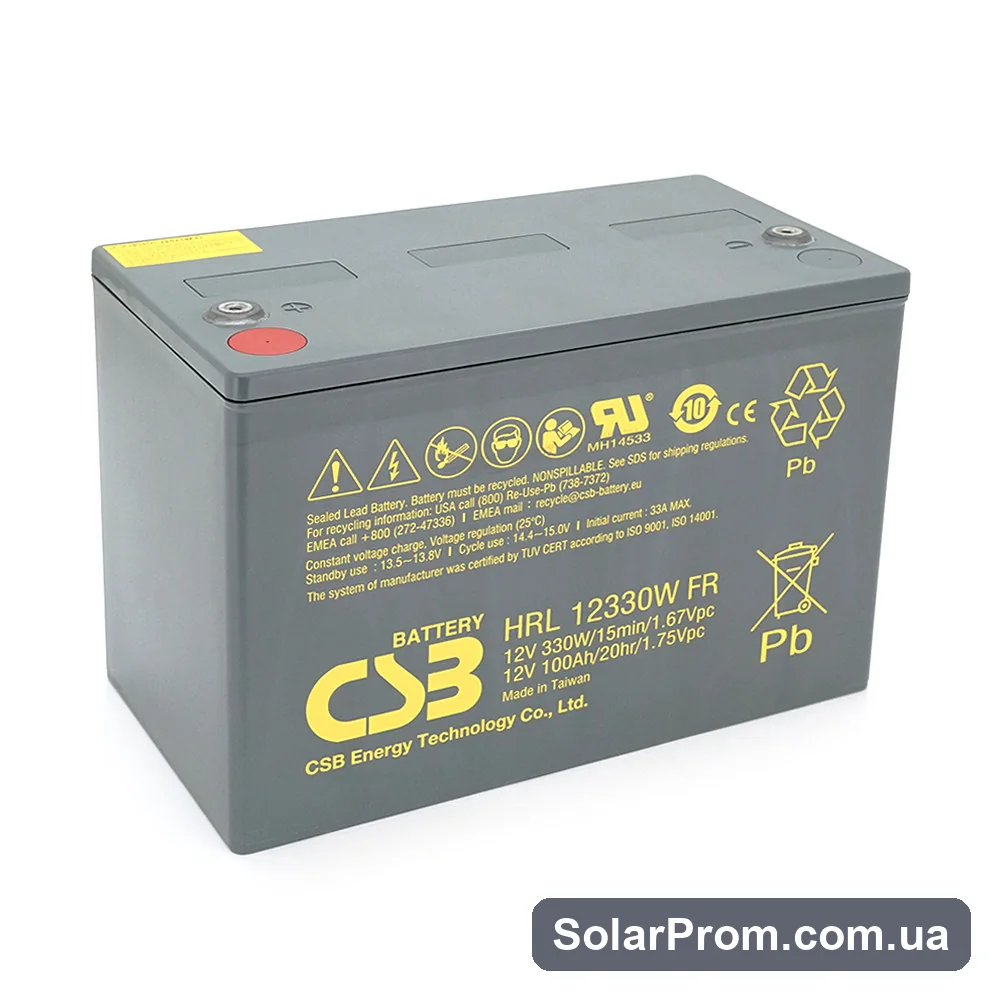 Аккумуляторная батарея CSB HRL12330W, 12V 100Ah (308.7х168х210.6(220) в каталоге SolarProm