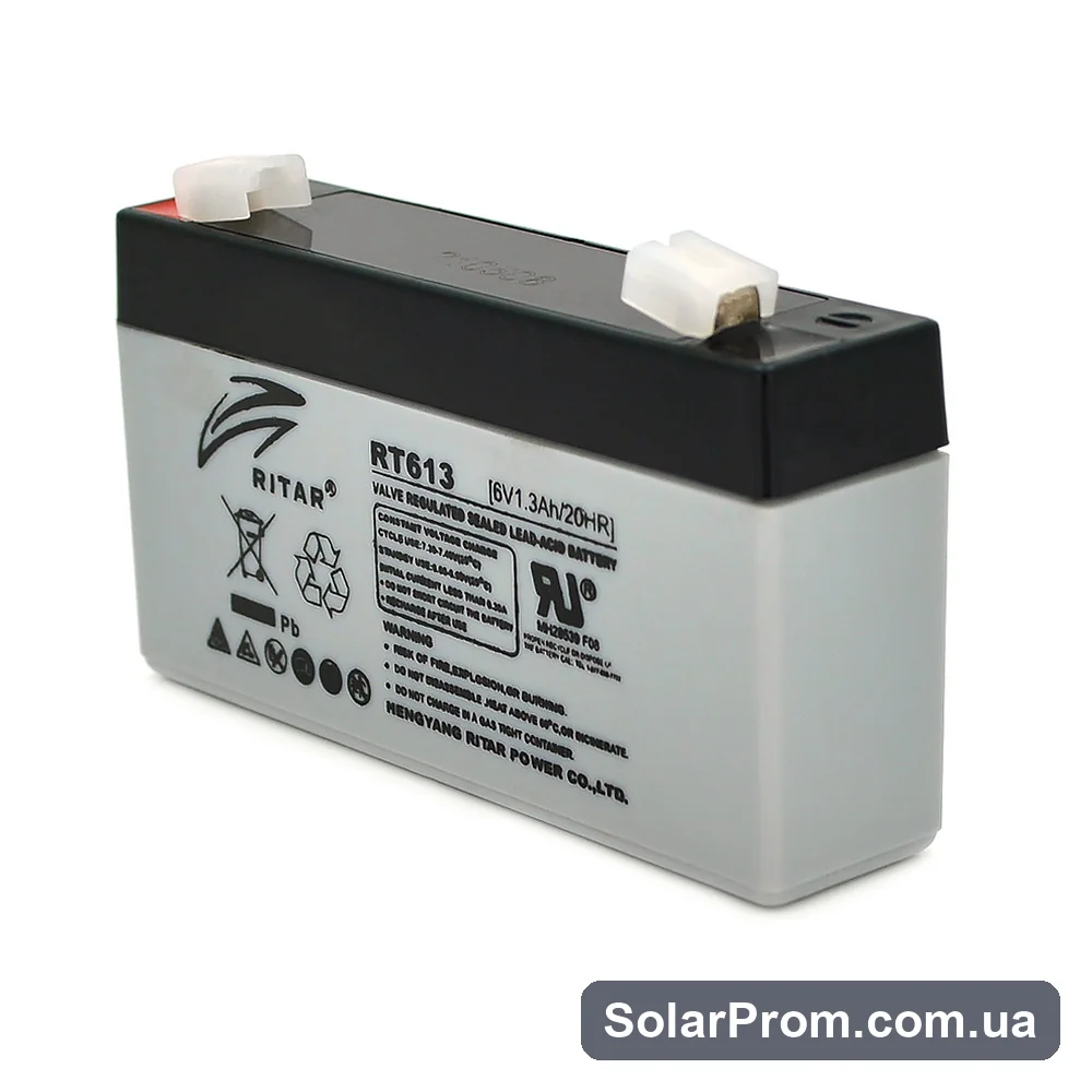 Аккумуляторная батарея AGM RITAR RT613, Gray Case, 6V 1.3Ah ( 97х24х 52 (58) ) Q20 в каталоге SolarProm