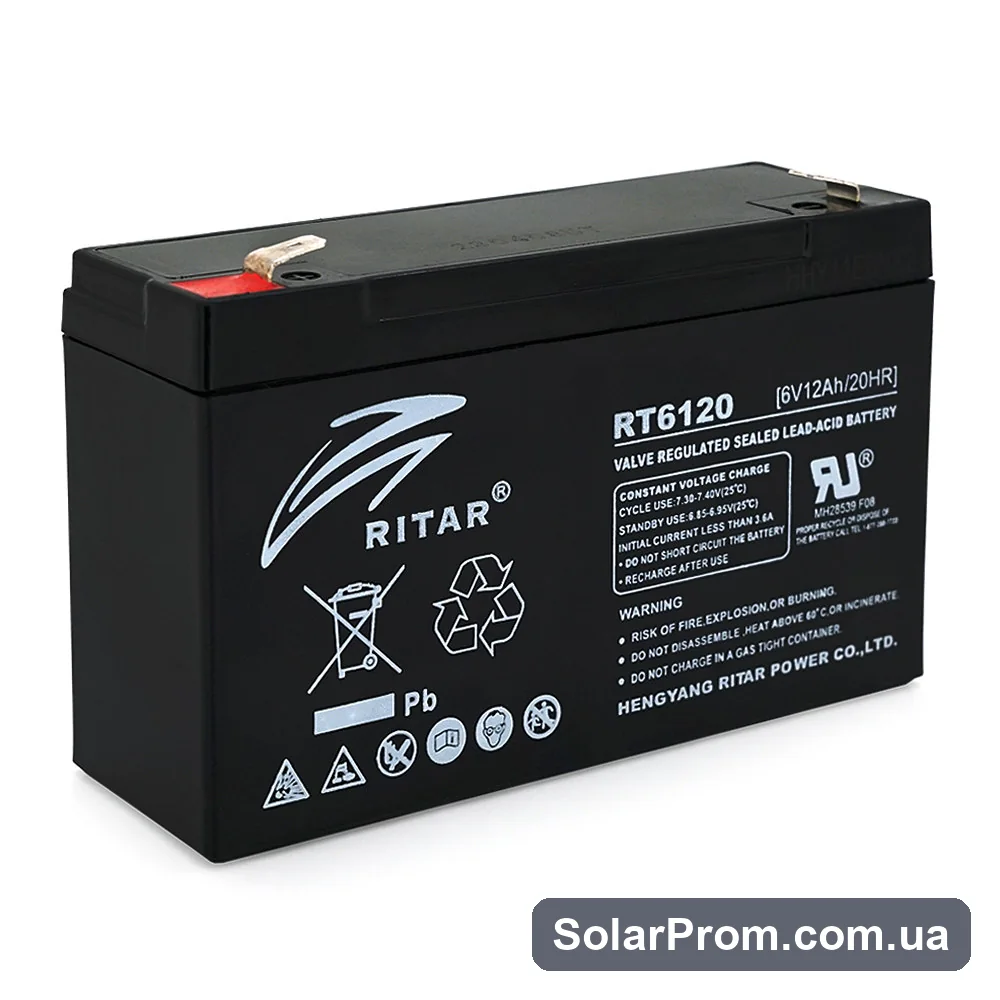 Аккумуляторная батарея AGM RITAR RT6120A, Black Case, 6V 12Ah ( 150 х 50 х 93 (99) ) Q10 в каталоге SolarProm