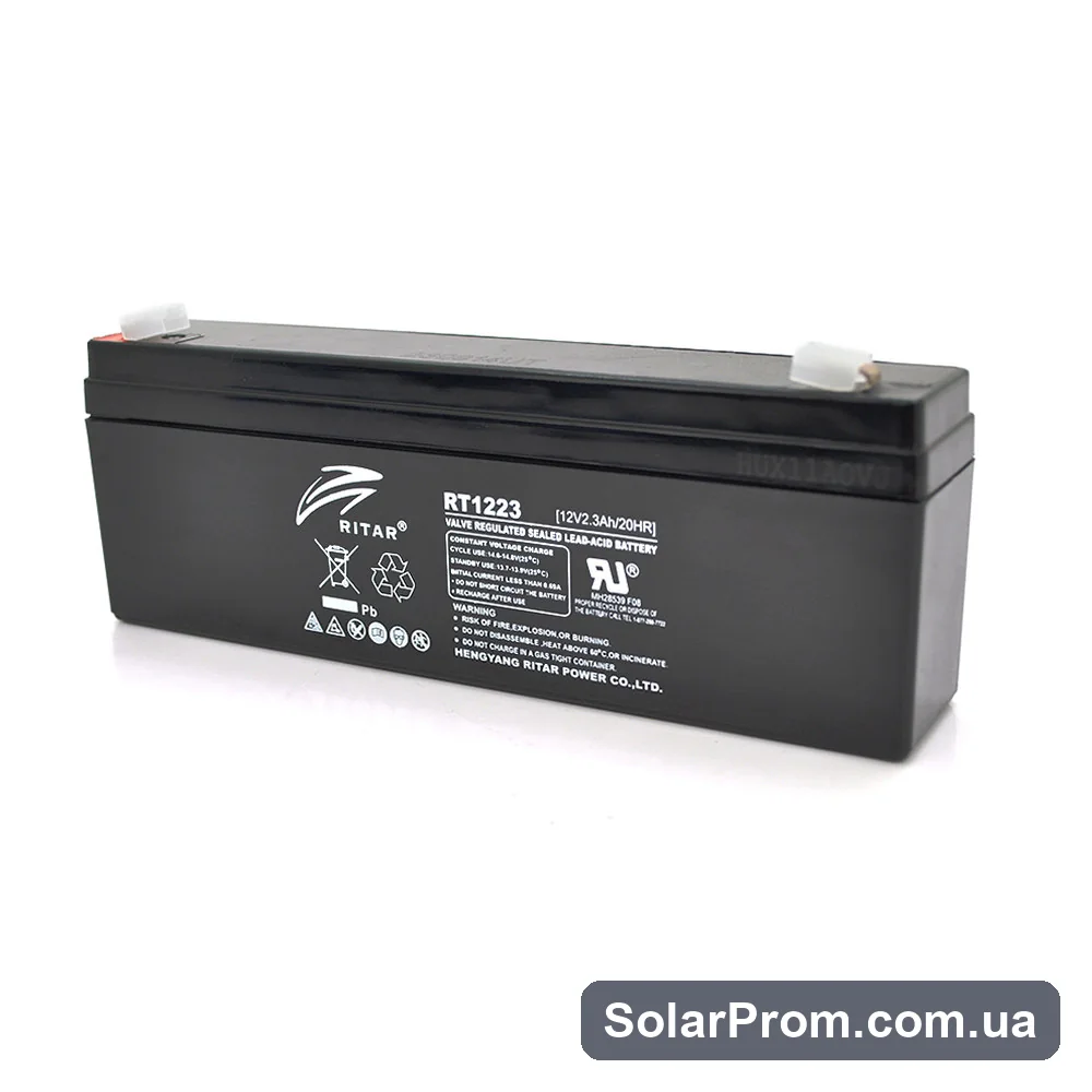 Аккумуляторная батарея AGM RITAR RT1223, Black Case, 12V 2.3Ah (177 х 35 х 62 (68)) Q10 в каталоге SolarProm