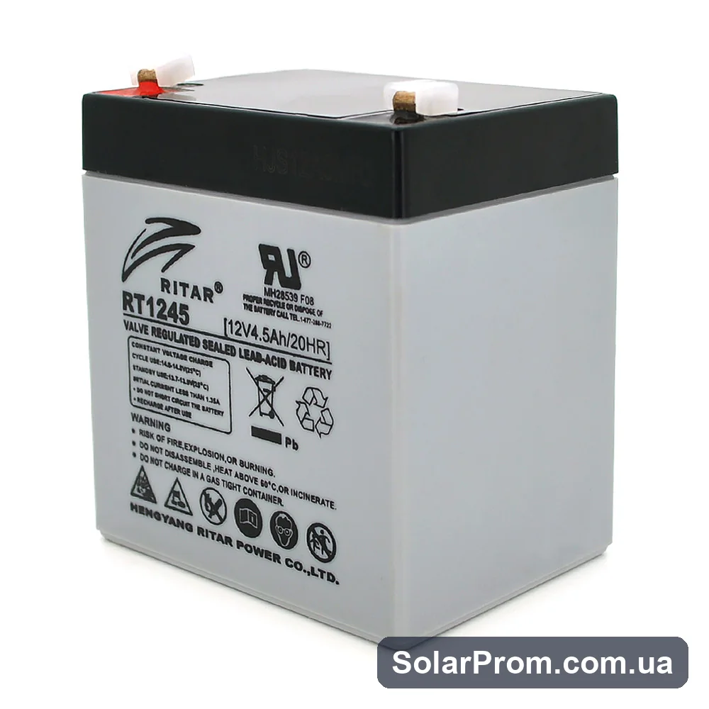 Аккумуляторная батарея AGM RITAR RT1245, Gray Case, 12V 4.5Ah ( 90 х 70 х 101 (107) ) Q10 в каталоге SolarProm