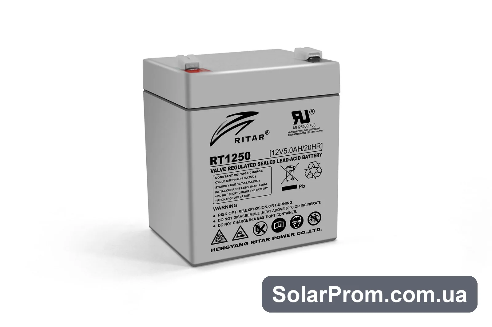 Аккумуляторная батарея AGM RITAR RT1250, Gray Case, 12V 5.0Ah ( 90 х70 х 101 (107) ) Q10 в каталоге SolarProm