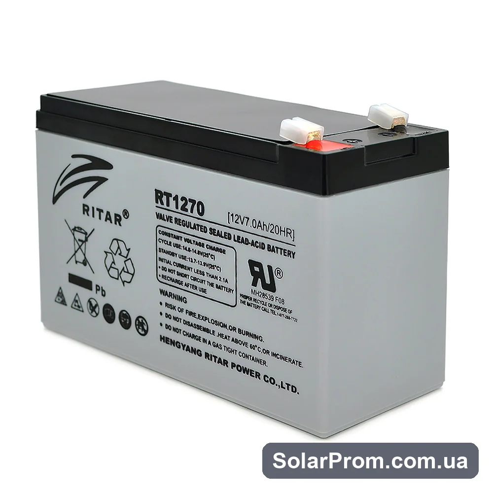 Аккумуляторная батарея AGM RITAR RT1270, Gray Case, 12V 7.0Ah ( 151 х 65 х 94 (100) ) Q10 в каталоге SolarProm