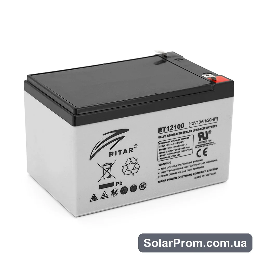 Аккумуляторная батарея AGM RITAR RT12100, Gray Case, 12V 10.0Ah ( 151 х 65 х 111 (117 ) ) Q10 в каталоге SolarProm