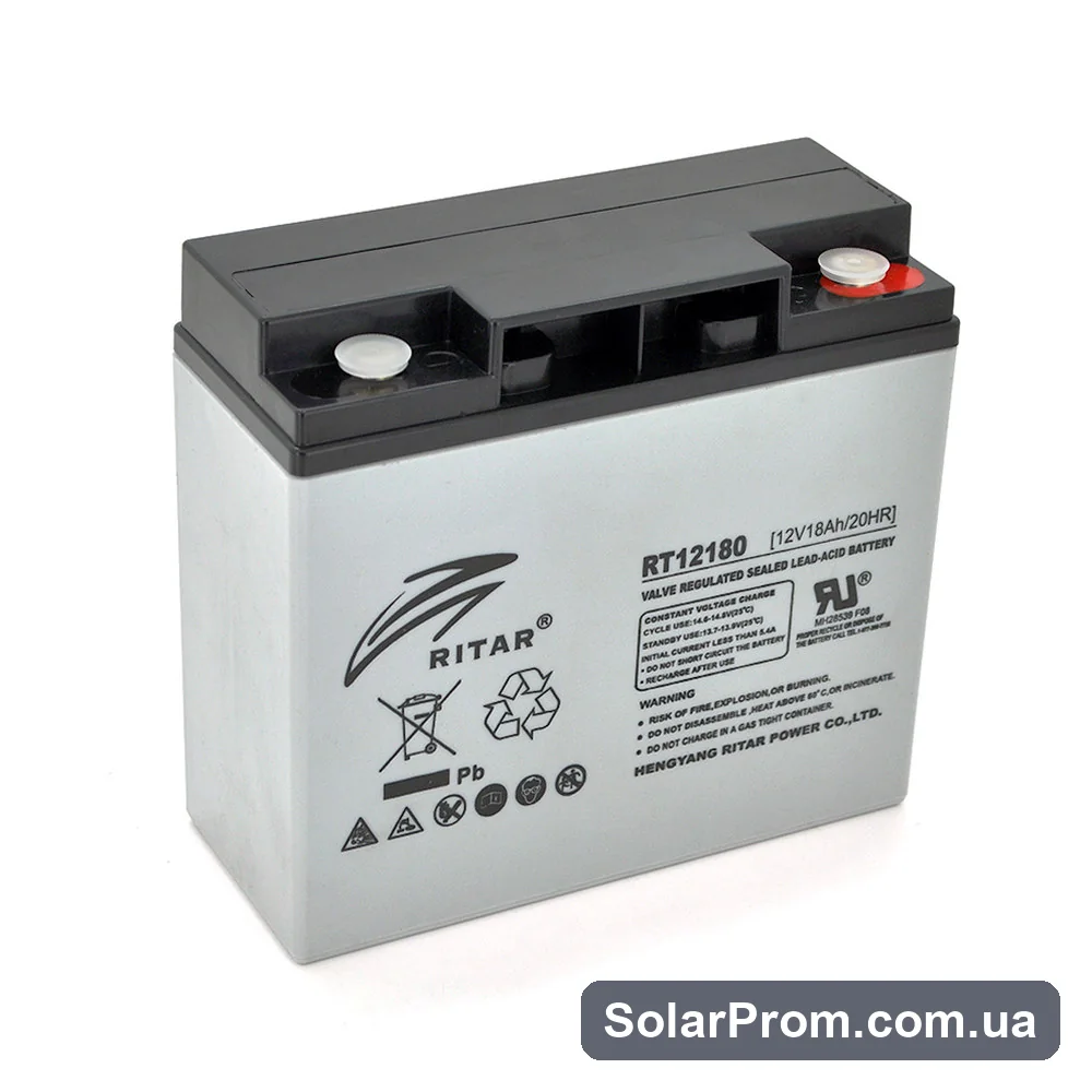 Аккумуляторная батарея AGM RITAR RT12180, Gray Case, 12V 18.0Ah ( 181 х 77 х 167 ) Q4 в каталоге SolarProm