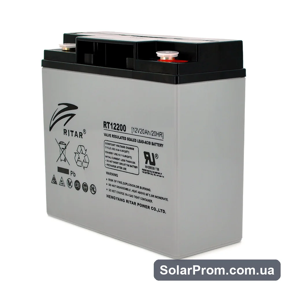 Аккумуляторная батарея AGM RITAR RT12200, Gray Case, 12V 20.0Ah ( 181 х 77 х 167 ) Q6 в каталоге SolarProm