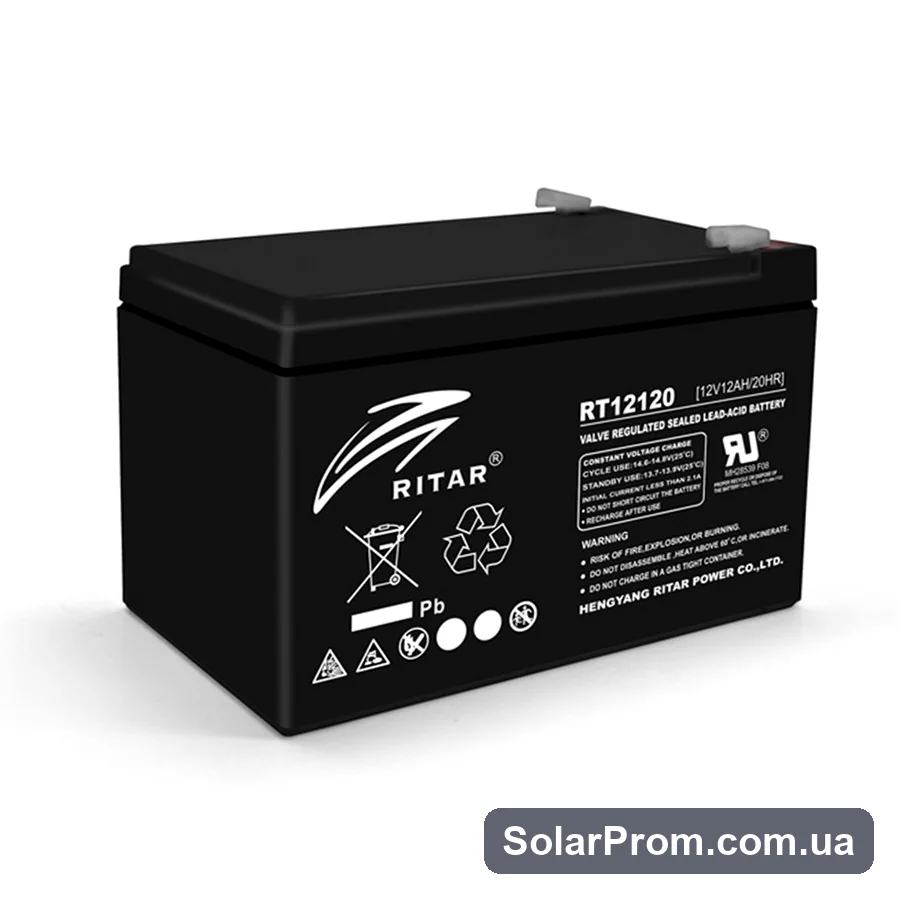 Аккумуляторная батарея AGM RITAR RT12120B, Black Case, 12V 12.0Ah (151х98х 95 (101) ) Q4 в каталоге SolarProm