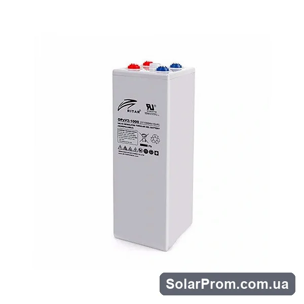 Аккумуляторная батарея RITAR OPzV 2-1000, Gray Case, 2V 1000.0Ah (1200 С) ( 233 х 210 х 646(703) ) 57.3 кг Q1 / 36 в каталоге SolarProm