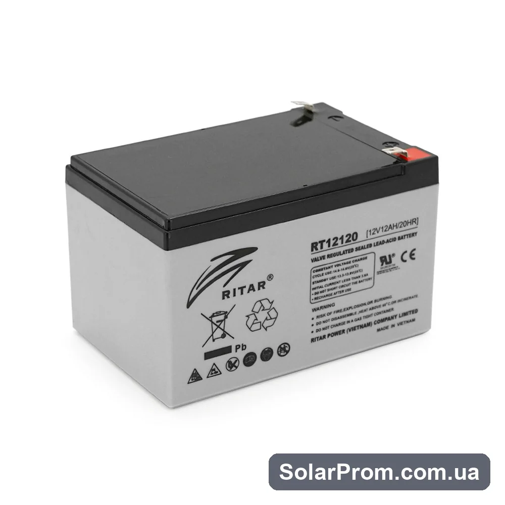 Аккумуляторная батарея AGM RITAR RT12120, Gray Case, 12V 12.0Ah (151х98х 95 (101) ) Q4 в каталоге SolarProm