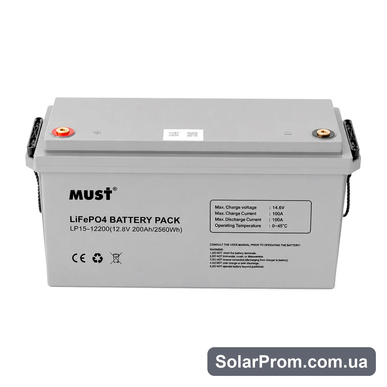 Акумуляторна батарея Must LiFePO4 LP15-12200 12,8V 200Ah, 2,56kWh, BMS100A@4S, 6000 cycles - фото 2, SolarProm
