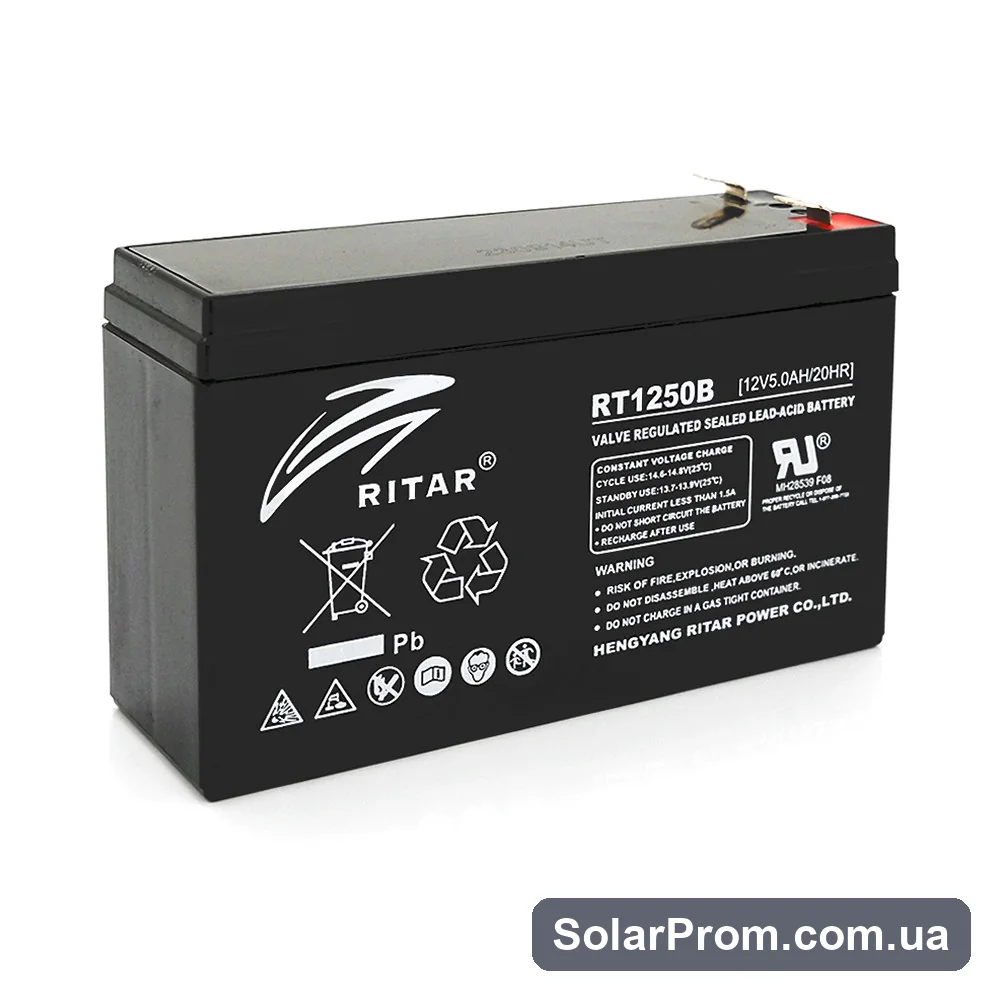 Аккумуляторная батарея AGM RITAR RT1250BL, Black Case, 12V 5.0Ah (150 х 50 х 93) Q10 в каталоге SolarProm