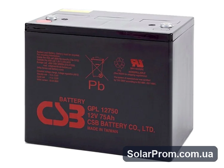 Аккумуляторная батарея CSB GPL12750, 12V 75Ah в каталоге SolarProm