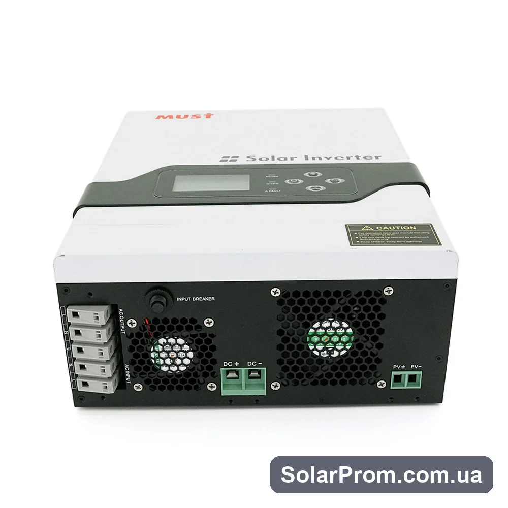 Гiбрiдний ДБЖ MUST PV18-1512VPM, 1500W, 12V, ток заряда 10 / 20А, 160-275V, MPPT (60А, 15-145 Vdc) - фото 2, SolarProm