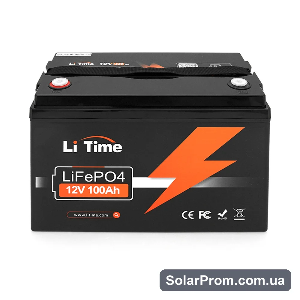 Аккумуляторная батарея LiFePO4 Li-TIME 12.8V 100Ач 1280Wh, (100 / 100A), BASIC, M8, до 6000 циклів - фото 2, SolarProm