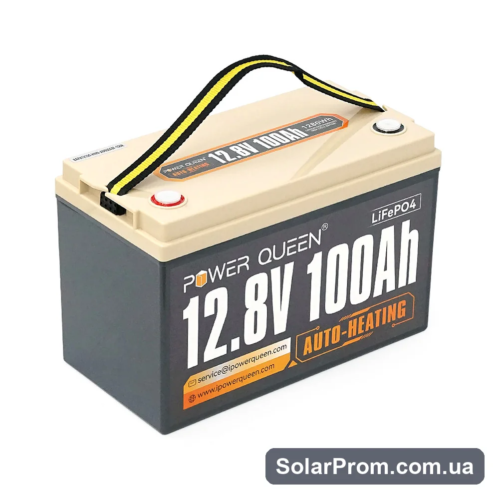 Акумуляторна батарея LiFePO4 Power Queen 12.8V 100Ah H190, 1280Wh, BMS 100A, Heating, ≥4000 циклів в каталозі SolarProm