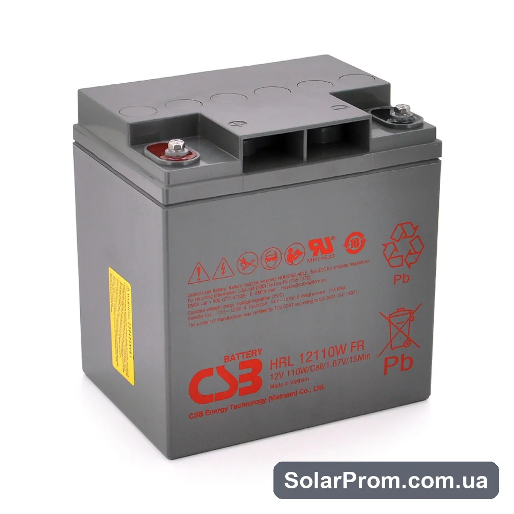 Аккумуляторная батарея CSB HRL12110WFR, 12V 28Ah (166х125х175мм) Q2 / 72 (ВЬЕТНАМ) в каталоге SolarProm