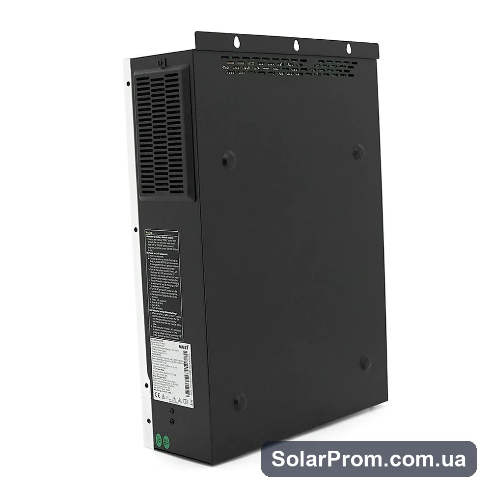Гибридный инвертор MUST PV18-3624ECO, 3600W, 24V, ток заряда 60A, 170-280V, MPPT (100А, 30-320 Vdc), 318×454×122.5 мм. 7.8 кг. - фото 3, SolarProm