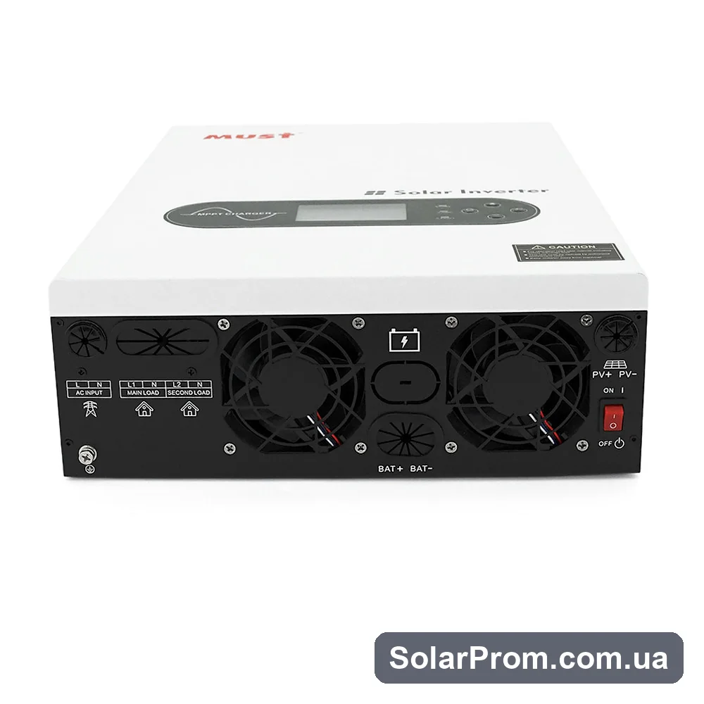 Гибридный инвертор MUST PV18-6048ECO. 6000W, 48V, ток заряда 100A, 170-280V, MPPT (100А, 60-360 Vdc), 318×454×122.5 мм. 9 кг. - фото 3, SolarProm