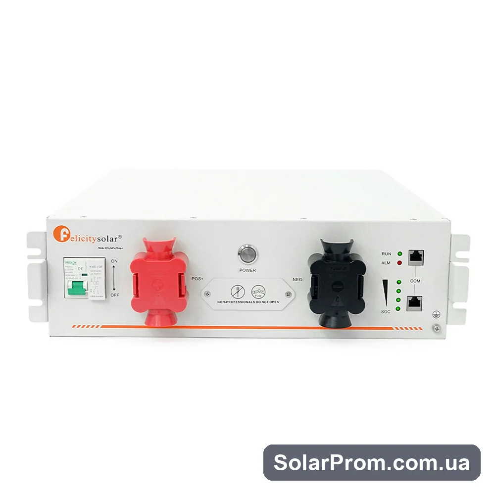 Акумулятор FelicityESS LiFePO4 FLA48100UG1 51.2V 5.12kWh. BMS 100А, до 32 parallel, CAN / RS485, IP21. 575x483x133 мм. 43 кг. - фото 3, SolarProm