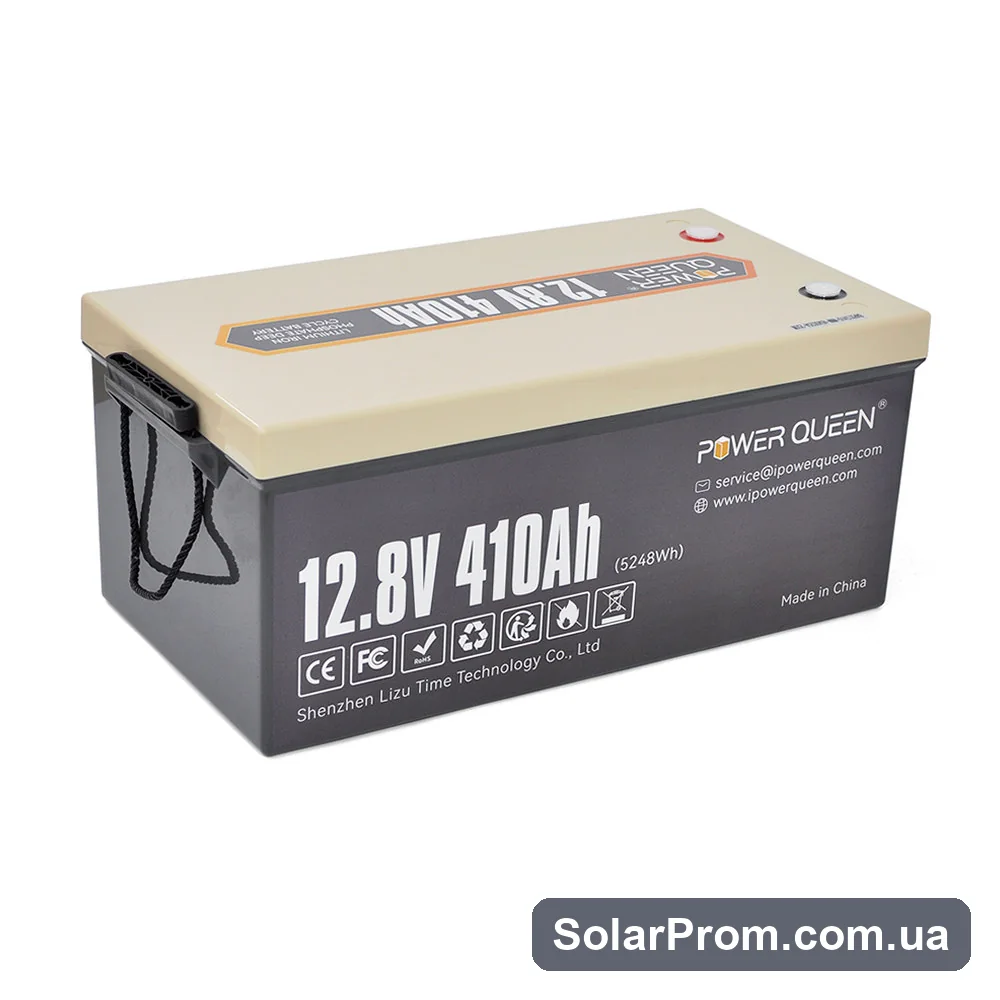 Акумуляторна батарея LiFePO4 Power Queen 12.8V 410Ah, 5240Wh, BMS 250A, ≥4000 циклів в каталозі SolarProm