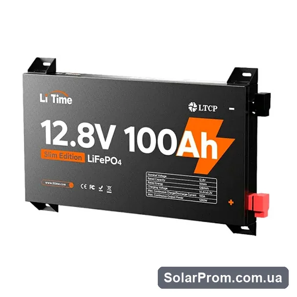Аккумуляторная батарея LiFePO4 Li-TIME 12.8V 100Ач 1280Wh, BMS 100A, METAL CASE, до 6000 циклів - фото 2, SolarProm