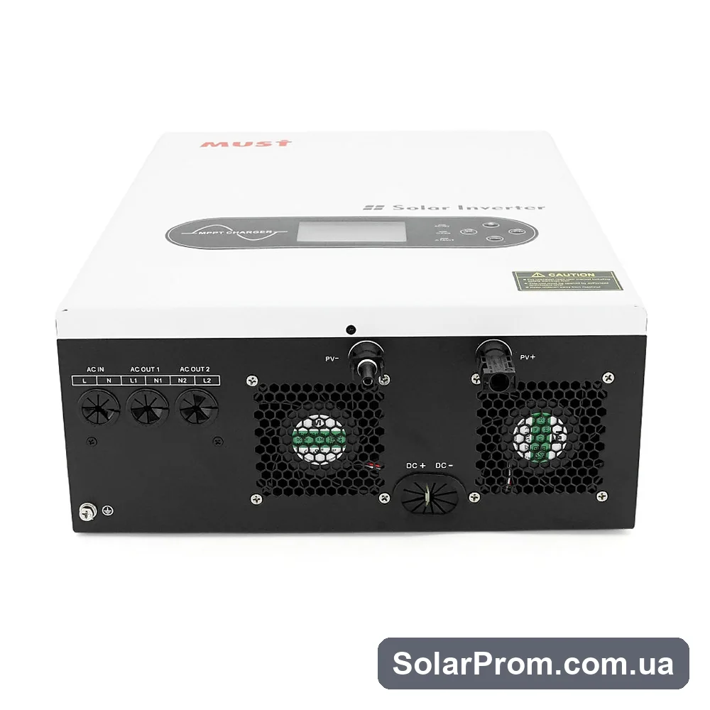 Гибридный инвертор MUST PV18-6248ECO. 6200W, 48V, ток заряда 100A, 170-280V, MPPT (100А, 120-450 Vdc), 428x318x140 мм. 10 кг. - фото 2, SolarProm