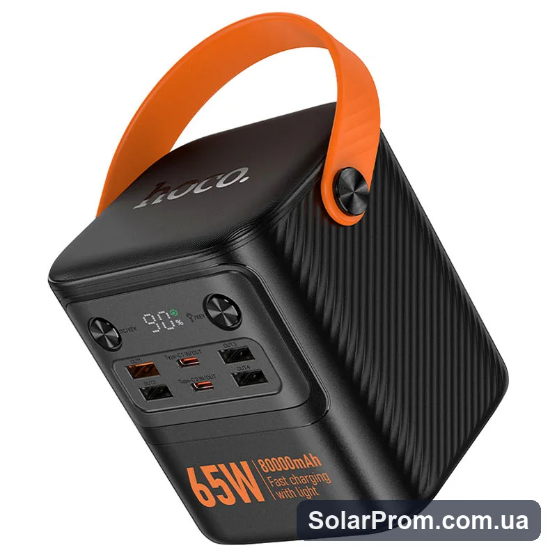 Power Bank HOCO J152 Pro 80000mAh, 4USB / 2Type-C, 22.5W+65W, ліхтарик, Black, 1,380kg, Box - фото 3, SolarProm