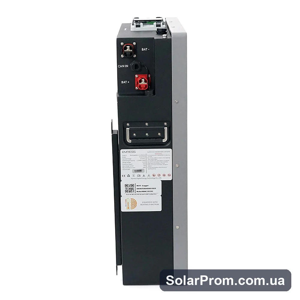 Аккумуляторная батарея LiFePO4 Dyness Power Haus, 51.2V / 100Аh (5,12kWh), BMS75A, Wi-Fi, CAN / RS485, Aerosol Fire, Heating, 8000Cycles, 50parallel, IP66 - фото 2, SolarProm